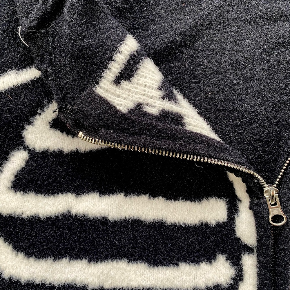 Social Collision Black and White Zip Skeleton Hoodie- Size 1 - Picture 4 of 8